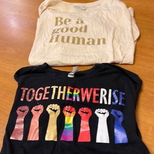 Two great vintage shirts .Inspiration words and stylish shirts